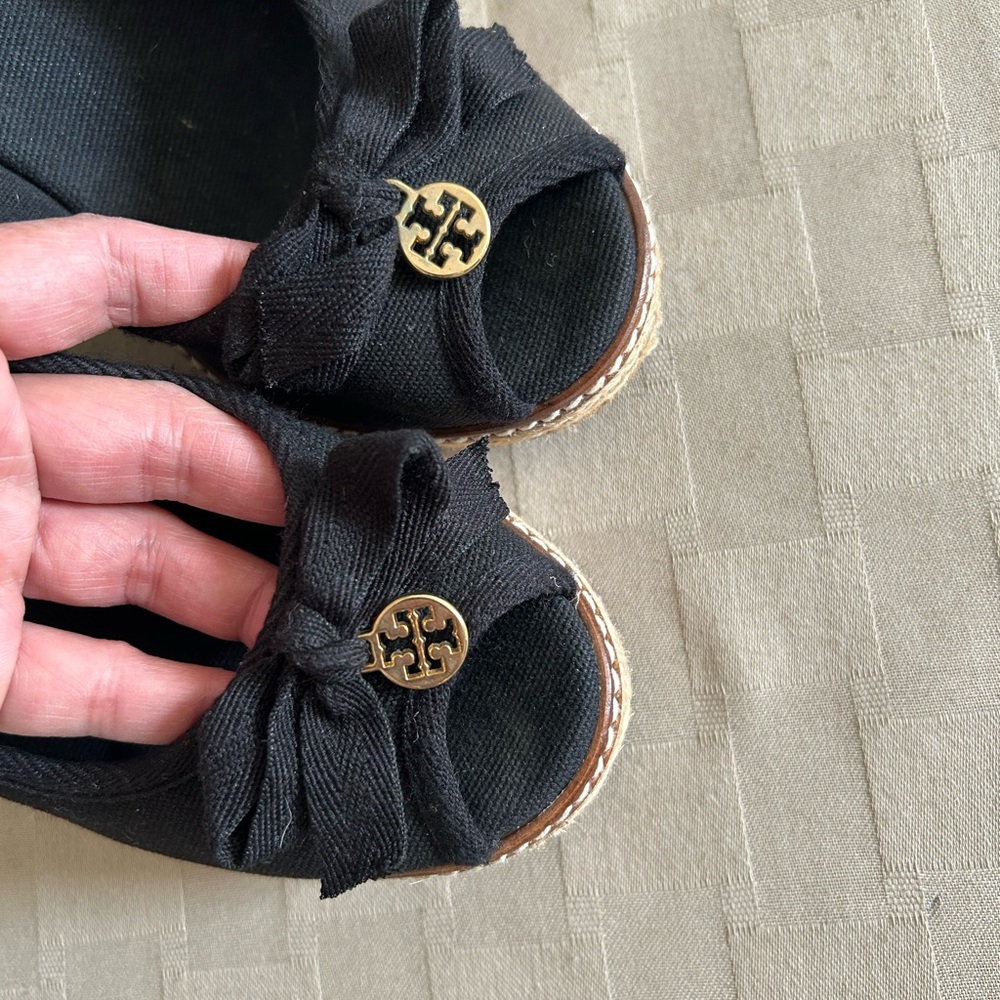 Tory Burch Jackie Canvas Bow Espadrille Wedge Pumps - Picture 9 of 16